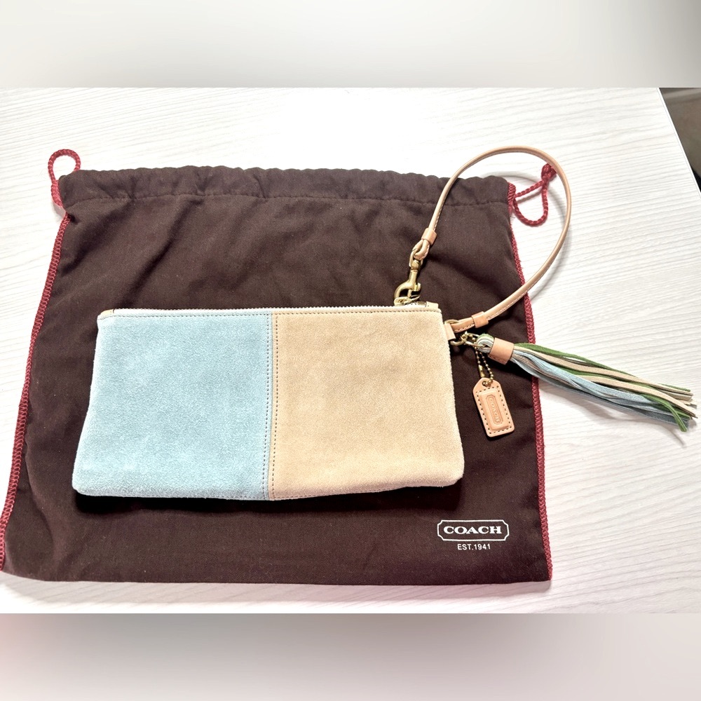 Coach Color Block Suede Wristlet - Picture 2 of 6